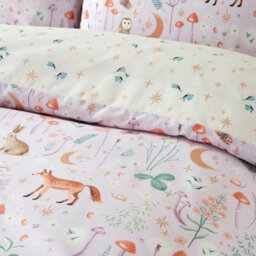 Catherine Lansfield Enchanted Twilight Animals Reversible Single Duvet Cover Set With Pillowcase Lilac - thumbnail 4