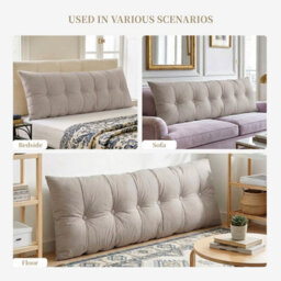 Darphe Light Grey Washable Upholstered Chenille Headboard Pillow 180Cm W X 60Cm H - thumbnail 7