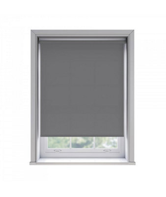 75Cm No Drill Self Adhesive Slate Grey Thermal Blackout Roller Blind (170Cm Drop)