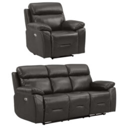 Furniture Instore Renato Genuine Leather Grey Electric Power Recliner 3+1 Seater Set