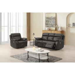 Furniture Instore Renato Genuine Leather Grey Electric Power Recliner 3+1 Seater Set - thumbnail 2
