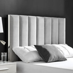 Chloe Light Grey Velvet King Size 5Ft Fabric With Silver Chrome Trim And Ottoman Storage Gas Lift Bed - thumbnail 4