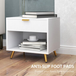 Homcom Nightstands Set Of 2 With Drawer, Open Compartment And Handle, White - thumbnail 7