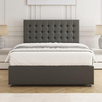 Bsspoke Isla Divan Bed Set Grey Plush Velvet With 24Inch Headboard & Mattress No Drawers In Single Double King 4Ft 6Ft - image 1