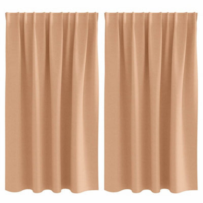 Berkfield Modern Curtains With Curtains 2 Pcs Light Brown 140 X 140 Cm Polyester - image 1