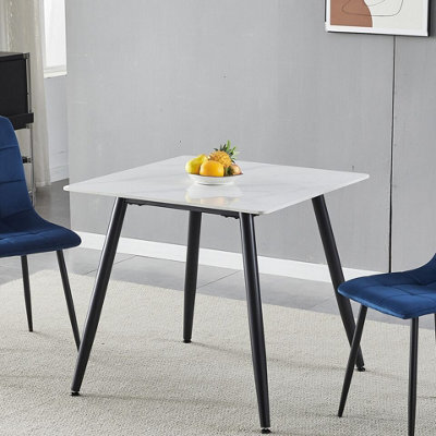 Urbn-Living Urbnliving 80Cm Width White Matt Modern 4 Seater Ceramic Square Shape Top Kitchen & Dining Room Table - image 1
