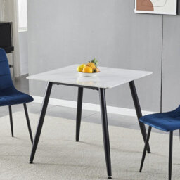 Urbn-Living Urbnliving 80Cm Width White Matt Modern 4 Seater Ceramic Square Shape Top Kitchen & Dining Room Table - thumbnail 1