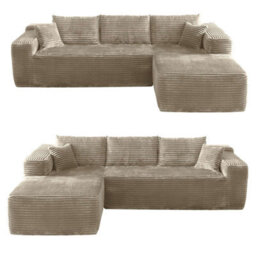 M N Furniture Ltd Modern L-Shaped Right Or Left Corner Sofa - Smart Pack In Box, No Assembly-(Camel, Right Corner Sofa) - thumbnail 3