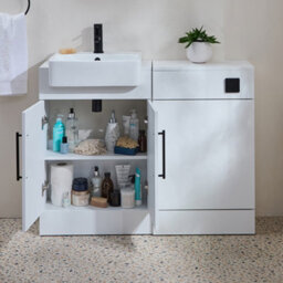 Homestylestore 1050mm White Bathroom Combination Vanity Toilet Wc Unit And Black T Bar Handles - thumbnail 3