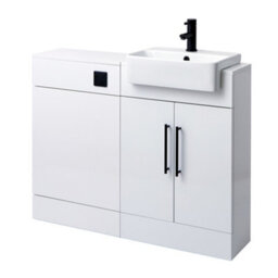 Homestylestore 1050mm White Bathroom Combination Vanity Toilet Wc Unit And Black T Bar Handles - thumbnail 2