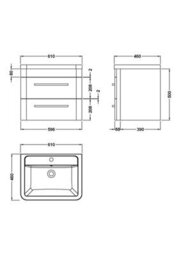 Hudson Reed Solar Wall Hung 2 Drawer Vanity Unit & Ceramic Basin, Indigo Blue Matt, 607 X 540 X 450mm - thumbnail 6