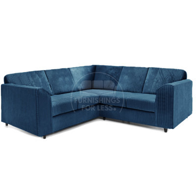 Furnishings For Less UK Ferguson Marine Blue 5 Seater Fabric Corner Sofa L Shaped Jumbo Cord - Full Back - image 1