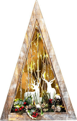Shatchi B/o Led Wooden Reindeer Scene - Triangle Shape - W36Xd6.5Xh57Cm - image 1
