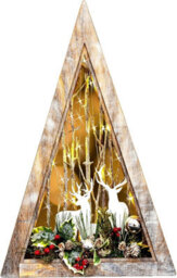 Shatchi B/o Led Wooden Reindeer Scene - Triangle Shape - W36Xd6.5Xh57Cm - thumbnail 1