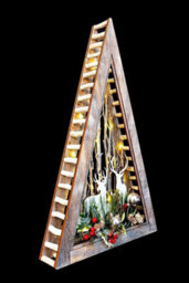 Shatchi B/o Led Wooden Reindeer Scene - Triangle Shape - W36Xd6.5Xh57Cm - thumbnail 6