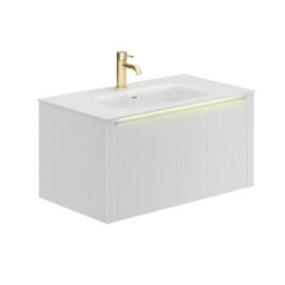 Plum&clay Zion Fluted White Wall Hung Drawer Vanity Unit & Basin Set (W)800mm - thumbnail 4