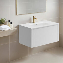 Plum&clay Zion Fluted White Wall Hung Drawer Vanity Unit & Basin Set (W)800mm - thumbnail 2
