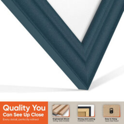 "AK Frames 25X17"" Navy Blue Classic Vinyl Record Frame With White Mount For 12 Inch Lp Cover & Disc - Overlapped Design" - thumbnail 3