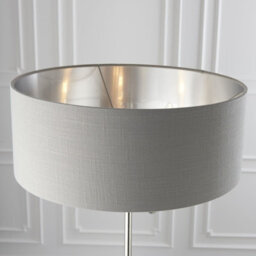 Floor Lamp Light - Bright Nickel & Charcoal Fabric - 3 X 40W E14 - Base & Shade - thumbnail 5