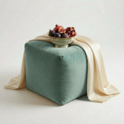Kosi Atelier Kosiatelier Bean Bag Velvet Footstool Ottomona Cube Pouf Chair Pouffe, Polystyrene Beads Filled - Duck Egg, 40Cm X 40Cm X 40Cm - thumbnail 1