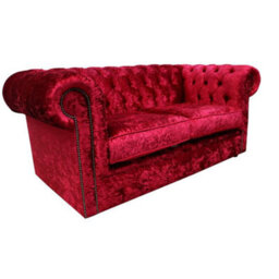 Chesterfield 2 Seater Sofa Settee Shimmer Red Velvet In Classic Style - thumbnail 3