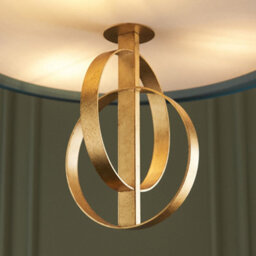 Luminosa Lighting Luminosa Trento 3 Light Ceiling Pendant Antique Gold Leaf & Teal Satin Fabric - thumbnail 4