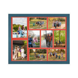 AK Frames 20X16 Navy Blue Modern Multi Photo Frame With Poppy Red Mount - Holds 9 Apertures (2X) 7X5, (7X) 6X4 Photos - thumbnail 1