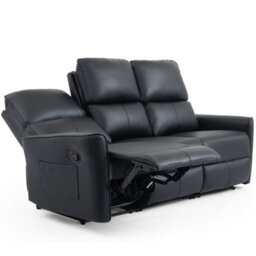 More4Homes Madrid 1+2+3 Seater W Console Manual Recliner Air Leather Sofa Set (Black) - thumbnail 9