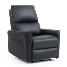 More4Homes Madrid 1+2+3 Seater W Console Manual Recliner Air Leather Sofa Set (Black) - thumbnail 2