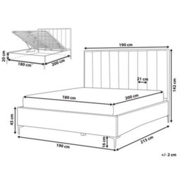 Beliani Ottoman Bed Velvet Sezanne 180 X 200 Cm (Eu Super King) Light Grey - thumbnail 3