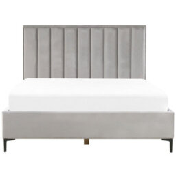 Beliani Ottoman Bed Velvet Sezanne 180 X 200 Cm (Eu Super King) Light Grey - thumbnail 8
