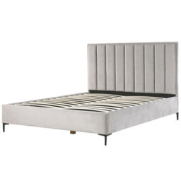 Beliani Ottoman Bed Velvet Sezanne 180 X 200 Cm (Eu Super King) Light Grey - thumbnail 7