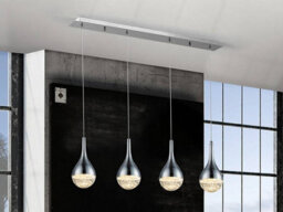 Luminosa Lighting Luminosa Elie Integrated Led Crystal Bar Ceiling Pendant Chrome Bubble Effect - Uk Stock