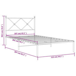 Berkfield Metal Bed Frame Without Mattress With Headboard Black 107X203Cm - thumbnail 8