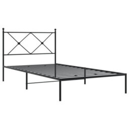 Berkfield Metal Bed Frame Without Mattress With Headboard Black 107X203Cm - thumbnail 3