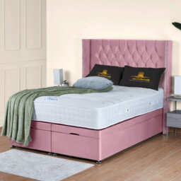 UKBEDFURNITURE Francesca Plush Pink End Opening Divan Ottoman Bed With 54 Inch Headboard - thumbnail 1