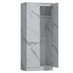 Zita White Marble Effect 2 Piece Wardrobe Set - 2 Door And 1 Door, Spacious Bedroom Storage Solutions - thumbnail 5