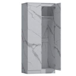 Zita White Marble Effect 2 Piece Wardrobe Set - 2 Door And 1 Door, Spacious Bedroom Storage Solutions - thumbnail 1