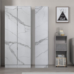 Zita White Marble Effect 2 Piece Wardrobe Set - 2 Door And 1 Door, Spacious Bedroom Storage Solutions - thumbnail 2