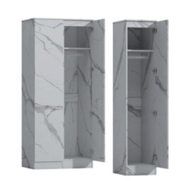 Zita White Marble Effect 2 Piece Wardrobe Set - 2 Door And 1 Door, Spacious Bedroom Storage Solutions - thumbnail 3
