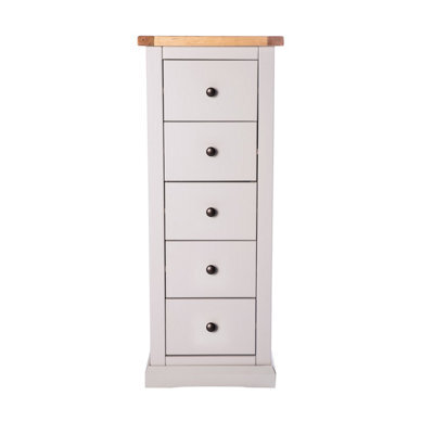 Cabinet Bits Loreo 5 Drawer Narrow Chest Of Drawers Brass Knob - image 1
