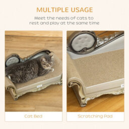 Pawhut Cat Scratching Pad, Indoor Corrugated Cardboard With Catnip, Brown - thumbnail 4