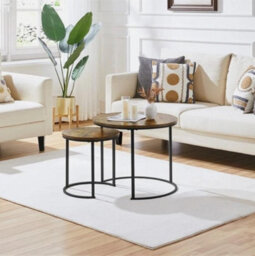 Nesting Coffee Tables Set Of 2, Round Stacking Sofa Side Tables For Living Room - thumbnail 3