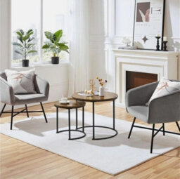 Nesting Coffee Tables Set Of 2, Round Stacking Sofa Side Tables For Living Room - thumbnail 2