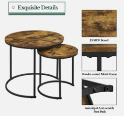 Nesting Coffee Tables Set Of 2, Round Stacking Sofa Side Tables For Living Room - thumbnail 6