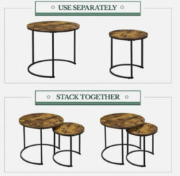 Nesting Coffee Tables Set Of 2, Round Stacking Sofa Side Tables For Living Room - thumbnail 5