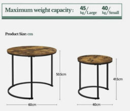 Nesting Coffee Tables Set Of 2, Round Stacking Sofa Side Tables For Living Room - thumbnail 4