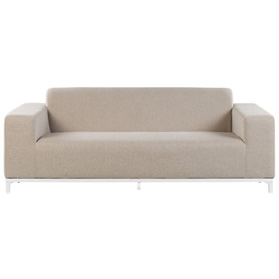 Wyld And Coco 5-Seater Garden Sofa Set Beige Polyester Upholstery With Ottoman And Aluminium Legs - L186 X D84 X H68Cm - image 1
