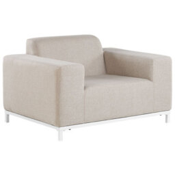 Wyld And Coco 5-Seater Garden Sofa Set Beige Polyester Upholstery With Ottoman And Aluminium Legs - L186 X D84 X H68Cm - thumbnail 8