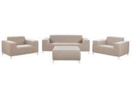 Wyld And Coco 5-Seater Garden Sofa Set Beige Polyester Upholstery With Ottoman And Aluminium Legs - L186 X D84 X H68Cm - thumbnail 3